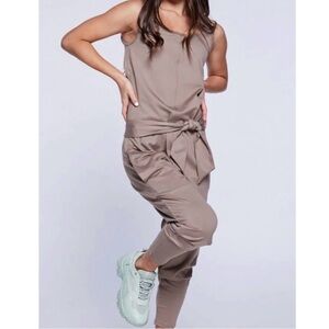 NWT Jo+Jax Weekend Jumper- Mocha Brown Tan Jumpsuit with Tie